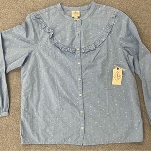 St. John's Bay Light Blue Ruffle Blouse